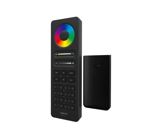 Schwarze LED-Strip-Fernbedienung Miboxer C8 – Steuerung für 8 Zonen RGB/RGBW/RGBCCT LEDs
