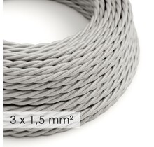 Textilkabel geflochten mit breitem Querschnitt 3x1,50 - Seideneffekt Silber TM02