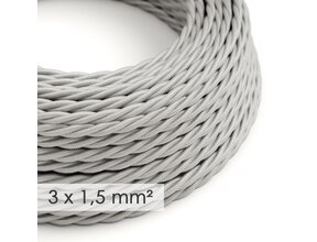 Textilkabel 3x1,5 mm² – Silber Seideneffekt TM02