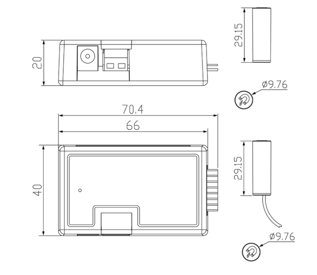 Magnetischer Schrank-Controller SMC002 für LED-Streifen mit 10×30 mm Einbausensor, kabellos, automatische Lichtsteuerung
