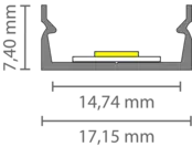 Weißes LED-Einbauprofil mit Abdeckung 17,15 mm x 7,40 mm - 04WEISS, ideal für LED-Streifen, präzise Maße, hochwertige Verarbeitung, optimale Lichtverteilung, deutsches Qualitätsdesign