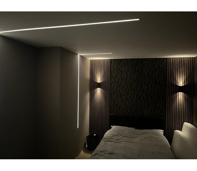LED Fliesenprofil F0 inkl. Abdeckung Opal /Schwarz– 1 m oder 2 m, 29,70 × 9,85 mm | Für bündigen Einbau in Fliesen & Putz