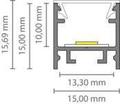 LED Aluminium Profil 3m Schwarz 15x15,69mm mit opaler Klick-Abdeckung für LED Streifen - 302SCHWARZ