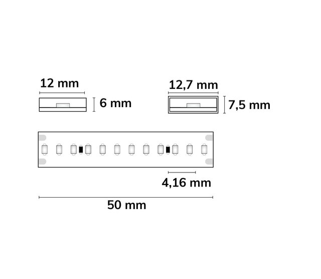 PRO LED-Streifen extra warmweiß 8W 700lm/Meter 240 LEDs 48VDC IP68 2700K CRI95 – 5 Meter