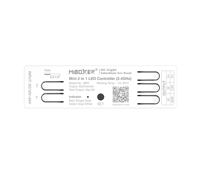 Mini 2-in-1 LED Streifen Controller - 1 Zone - PRO - MiBoxer MR2 Dimmer