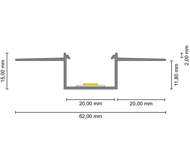 LED Trockenbauprofil Trimless400 – 60 × 15 mm, mit opaler Klick-Abdeckung | Trimless-Optik ohne sichtbare Profilkante