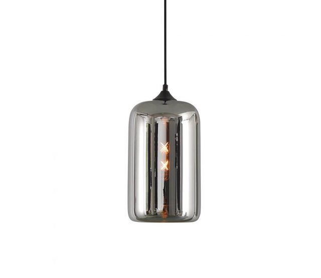 LED Pendelleuchte Botany – Dimmbar, Höhenverstellbar, E27-Fassung, Aluminium & Glas, in Amber, Grau und Titan