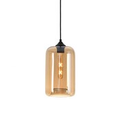 LED Pendelleuchte Botany – Dimmbar, Höhenverstellbar, E27-Fassung, Aluminium & Glas, in Amber, Grau und Titan