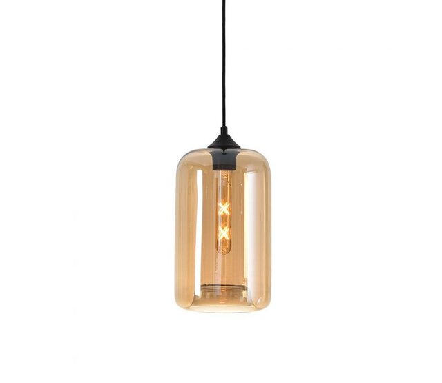 LED Pendelleuchte Botany – Dimmbar, Höhenverstellbar, E27-Fassung, Aluminium & Glas, in Amber, Grau und Titan