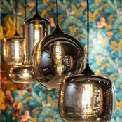 LED Pendelleuchte Botany – Dimmbar, Höhenverstellbar, E27-Fassung, Aluminium & Glas, in Amber, Grau und Titan
