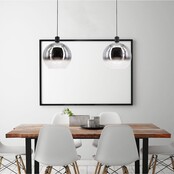LED Pendelleuchte „Rosario“ – Dimmbar, E27-Fassung, Höhenverstellbar, 3 Größen, 2 Glas-/Metallkombinationen