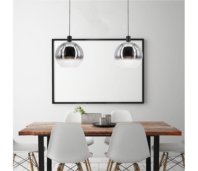 LED Pendelleuchte „Rosario“ – Dimmbar, E27-Fassung, Höhenverstellbar, 3 Größen, 2 Glas-/Metallkombinationen