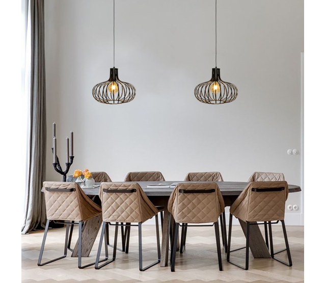 LED Pendelleuchte „Lauren“ – Dimmbar, E27-Fassung, Höhenverstellbar, Aus Stahl, Schwarz