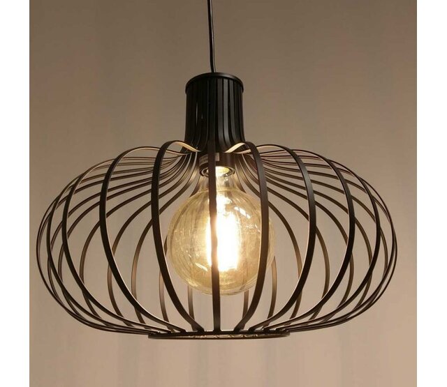LED Pendelleuchte „Lauren“ – Dimmbar, E27-Fassung, Höhenverstellbar, Aus Stahl, Schwarz