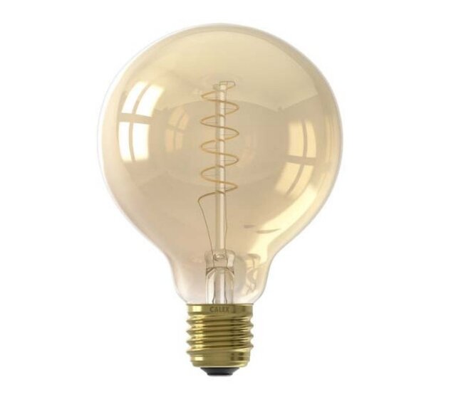E27 LED G95 Gold, 3,8 W, 2100 K, dimmbar