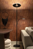 RIVA LED-Deckenfluter mit Leselampe, Schwarz, 30 W + 6 W