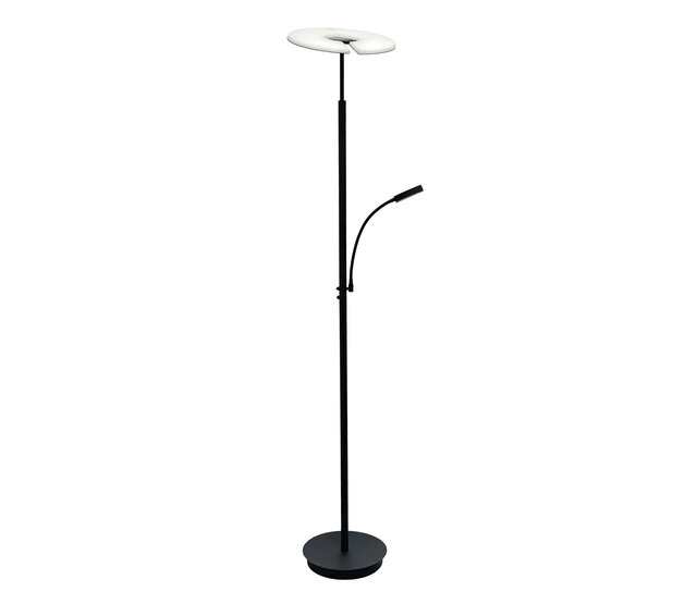 RIVA LED-Deckenfluter mit Leselampe, Schwarz, 30 W + 6 W