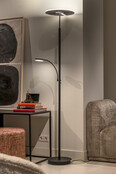 RIVA LED-Deckenfluter mit Leselampe, Schwarz, 30 W + 6 W