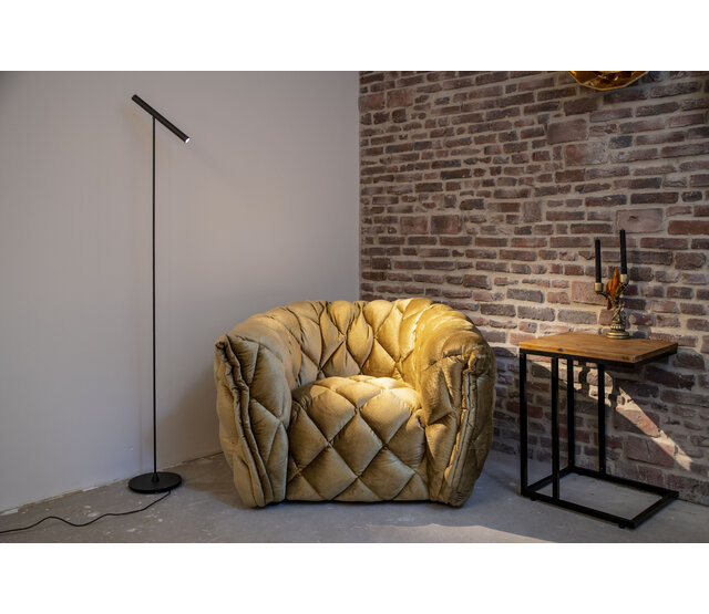 LED Stehleuchte Kansas, integrierte LED 6W, dimmbar, 2700K, 720lm, CRI90, IP20, Klasse I, Aluminium, 25×20×140cm – erhältlich in Schwarz, Schwarz/Bronze, Schwarz/Champagne und Schwarz/Warm Gold