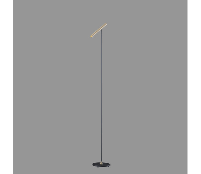 LED Stehleuchte Kansas, integrierte LED 6W, dimmbar, 2700K, 720lm, CRI90, IP20, Klasse I, Aluminium, 25×20×140cm – erhältlich in Schwarz, Schwarz/Bronze, Schwarz/Champagne und Schwarz/Warm Gold