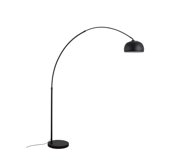 LED Bogenlampe Bogota, E27-Fassung, dimmbar, max. 60W, höhen- und breitenverstellbar, mit schwarzem Marmorfuß, Stahl, 220×45×250cm – Ausführung Schwarz