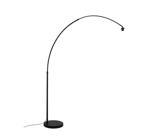 LED Bogenlampe Bogota, E27-Fassung, dimmbar, max. 60W, höhen- und breitenverstellbar, mit schwarzem Marmorfuß, Stahl, 220×45×250cm – Ausführung Schwarz
