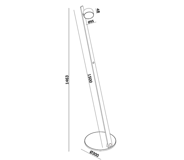 LED Stehleuchte Omega in Schwarz, integrierte LED 7W, dimmbar, 2700K, 660lm, CRI90, IP20, Klasse I, Aluminium, 30×30×146,3cm