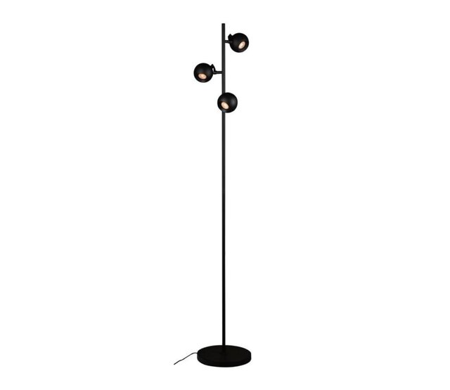 LED Stehleuchte Bolero mit 3 Lichtern in Schwarz, GU10-Fassung, max. 35W, Stahl, mit Fußschalter, verstellbare Spots, 25×25×160cm