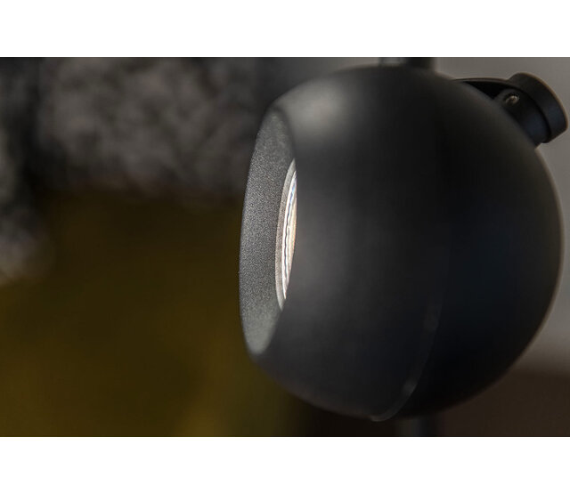 LED Stehleuchte Bolero mit 3 Lichtern in Schwarz, GU10-Fassung, max. 35W, Stahl, mit Fußschalter, verstellbare Spots, 25×25×160cm