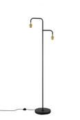 LED Stehleuchte Dajano mit 2 Lichtern in Schwarz/Gold, E27-Fassung, max. 40W, Stahl, mit Fußschalter, kombinierbar mit Glas- oder Stoffschirmen bis Ø30cm, 45×30×175cm
