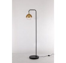 LED Stehleuchte Dajano mit 1 Licht in Schwarz/Gold, E27-Fassung, max. 40W, Stahl, mit Fußschalter, kombinierbar mit Glas- oder Stoffschirmen bis Ø30cm, 30×23×150cm