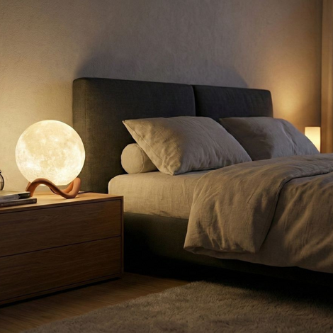 Luna Glow LED Mondlampe im Schlafzimmerprojekt