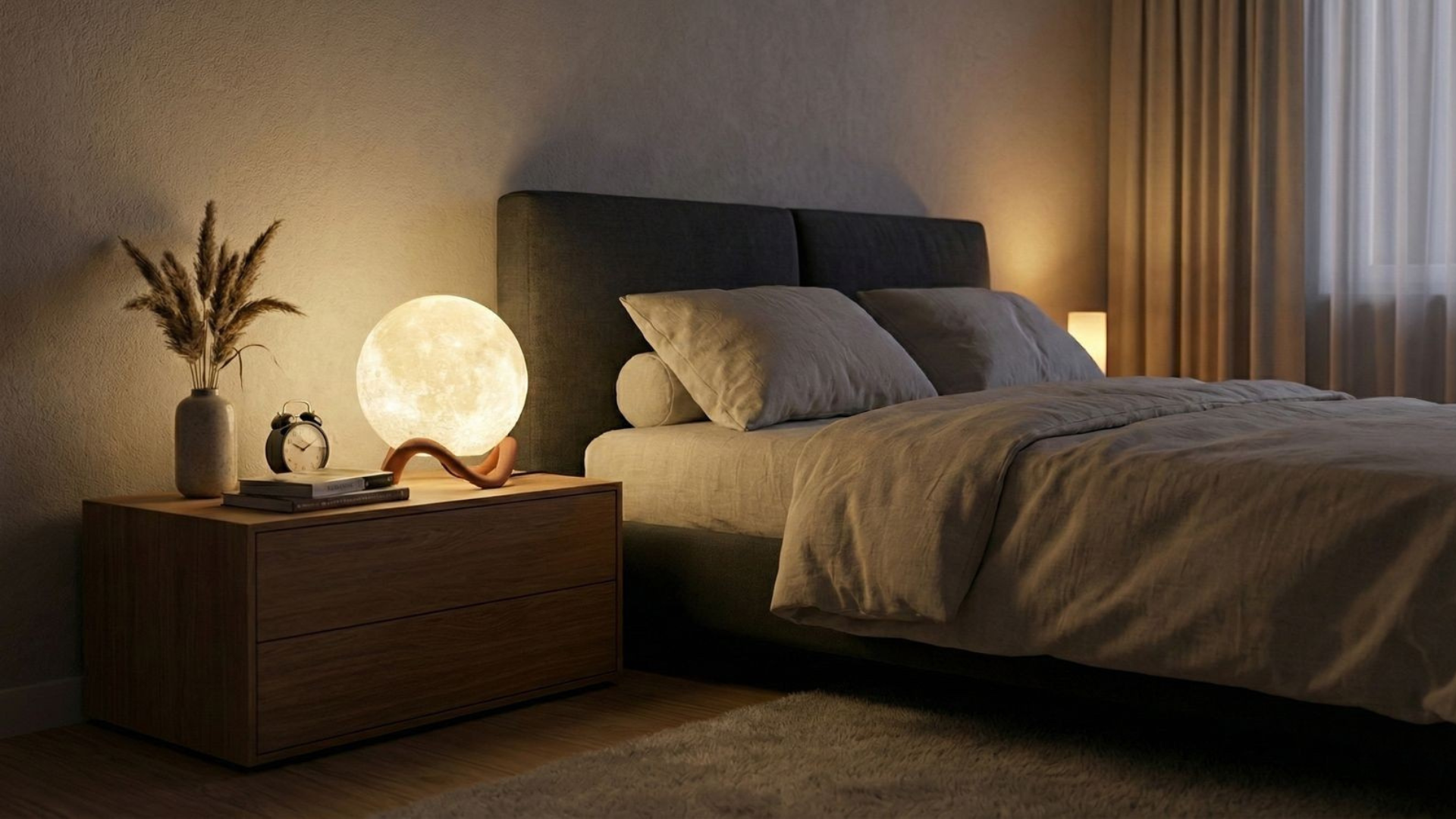 Luna Glow LED Mondlampe im Schlafzimmerprojekt