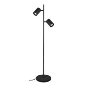 LED Stehleuchte Megano mit 2 Lichtern in Schwarz, GU10-Fassung (Leuchtmittel und Inserts separat erhältlich), max. 35W, Stahl, verstellbare Spots, 25×25×150cm