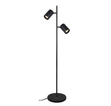 LED Stehleuchte Megano mit 2 Lichtern in Schwarz, GU10-Fassung (Leuchtmittel und Inserts separat erhältlich), max. 35W, Stahl, verstellbare Spots, 25×25×150cm