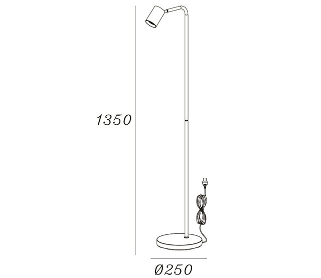 LED Stehleuchte Megano mit 1 Licht in Schwarz, GU10-Fassung (Leuchtmittel und Inserts separat erhältlich), max. 35W, Stahl, verstellbarer Spot, 25×25×135cm