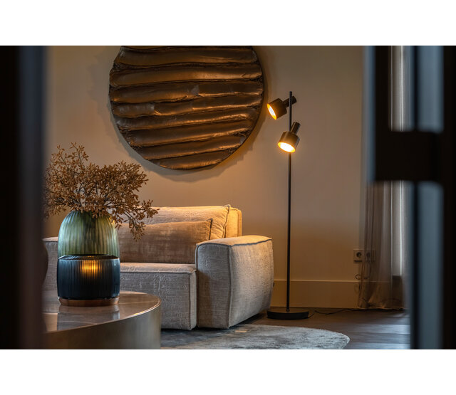 LED Stehleuchte Twinkle, E27-Fassung (Leuchtmittel separat erhältlich), max. 60W, Stahl, mit Schaltern auf den Reflektoren, 28×28×150cm – verfügbar in Weiß, Schwarz und Schwarz/Gold