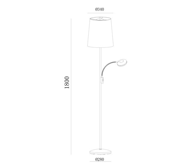 LED Stehleuchte HUGO aus Stahl – 2-flammig mit E27-Fassung und integrierter LED-Leselampe (5W, 2700K), inkl. Lampenschirm, 180 cm Höhe