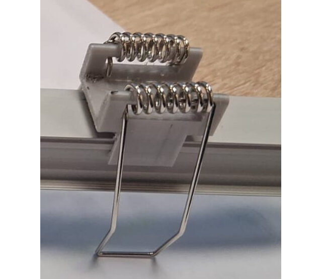 Montagefederklammern für LED Einbauprofil 07ALU – Edelstahlfeder mit PETG-Gehäuse für Trockenbau und Holz