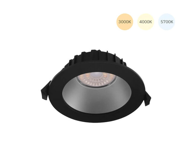 Tronix LED-Downlight Ø145 mm, schwarz, 11 W, 3-CCT – ohne Treiber