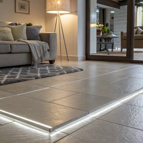 LED-Fliesenprofil Bodenanschluss