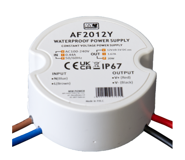 Wandsteckdose Mini LED-Netzteil 15 Watt 12 Volt 1,25 Ampere – IP67 wasserdicht – AF1512Y