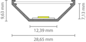 LED Eckprofil C33ALU – 45°, 2 m, mit runder oder flacher Klick-Abdeckung | Für LED Streifen bis 15 mm