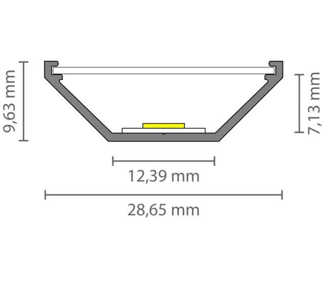 LED Eckprofil C33ALU – 45°, 2 m, mit runder oder flacher Klick-Abdeckung | Für LED Streifen bis 15 mm
