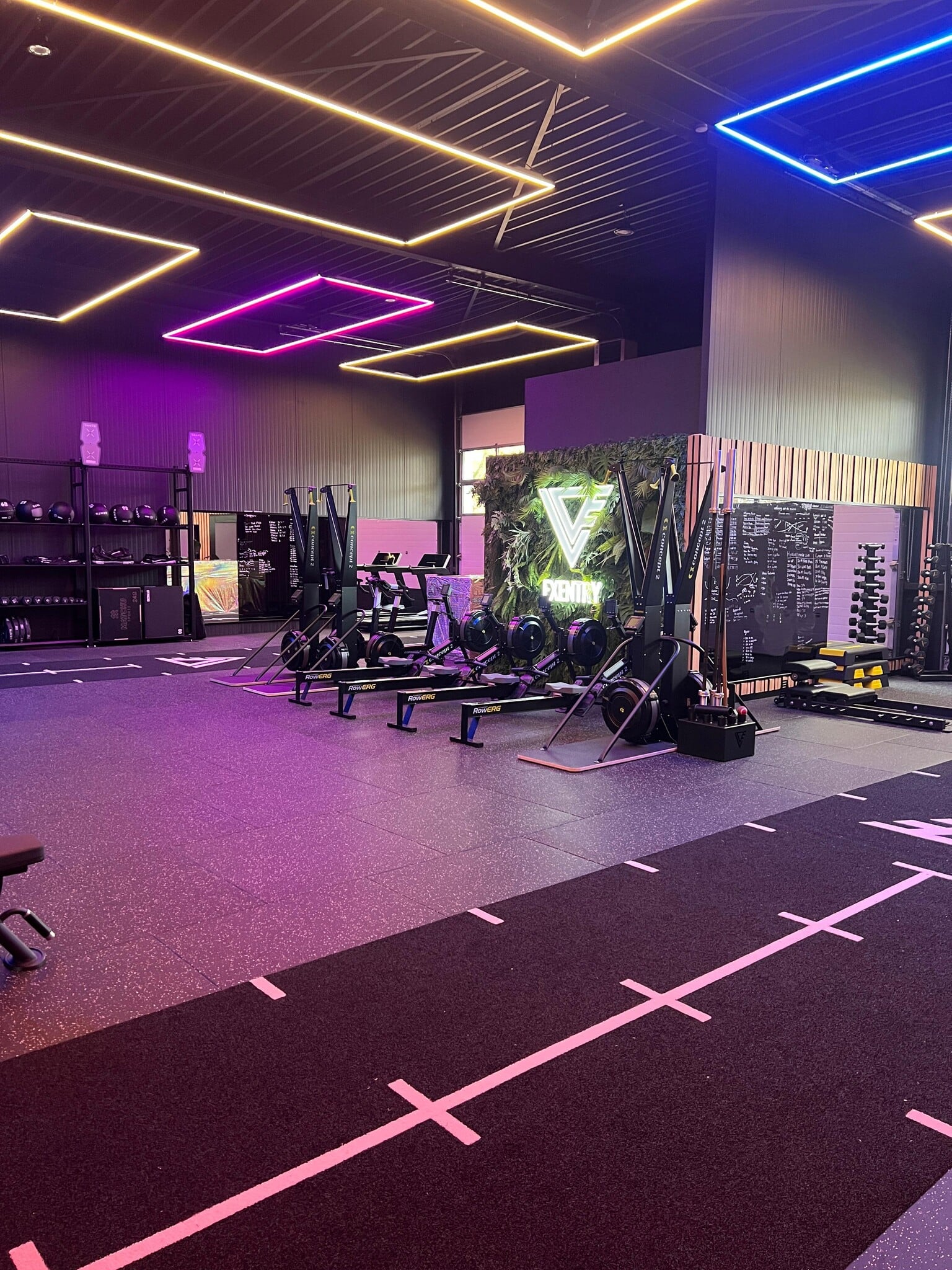 Projektansicht von LED-Beleuchtung für Exentry Gym und HYROX mit indirekter LED-Beleuchtung