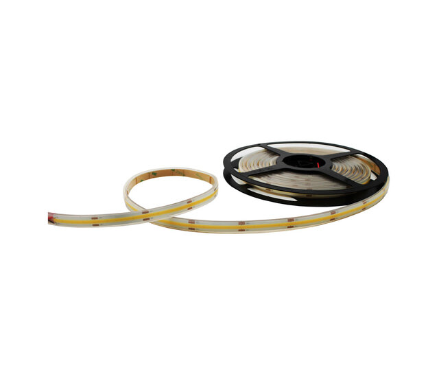 Wasserdichter COB LED Streifen IP68 warmweiß 3000K – 24 V, 9 W/m, CRI >90, 480 LED/m, 180°, 12,5 mm, 5 m Rolle