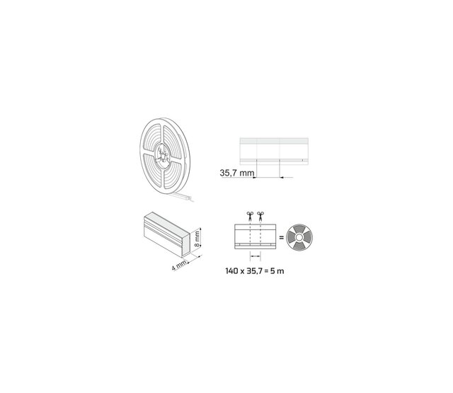 Mini Neon Flex LED Streifen 24V 3000K Warmweiß – 4x8mm, IP67, 5m