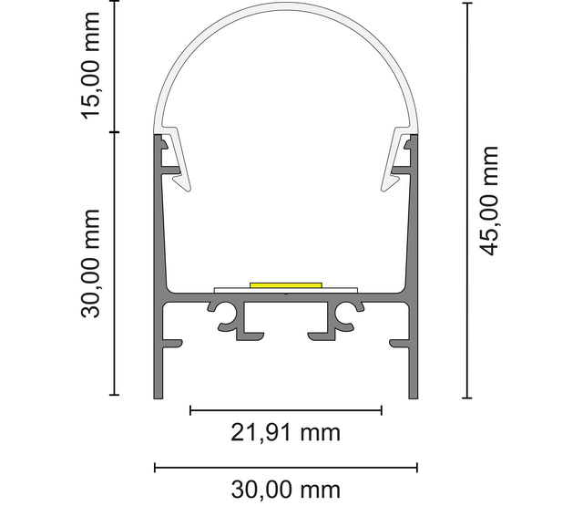 Bronze eloxiertes LED Aluminiumprofil XL306Bronze 30 x 30 mm mit Klick-Abdeckung – 2 m