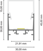 Bronze eloxiertes LED Aluminiumprofil XL306Bronze 30 x 30 mm mit Klick-Abdeckung – 2 m