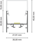 Champagner eloxiertes LED Aluminiumprofil XL306Champagner 30 x 30 mm mit Klick-Abdeckung – 2 m